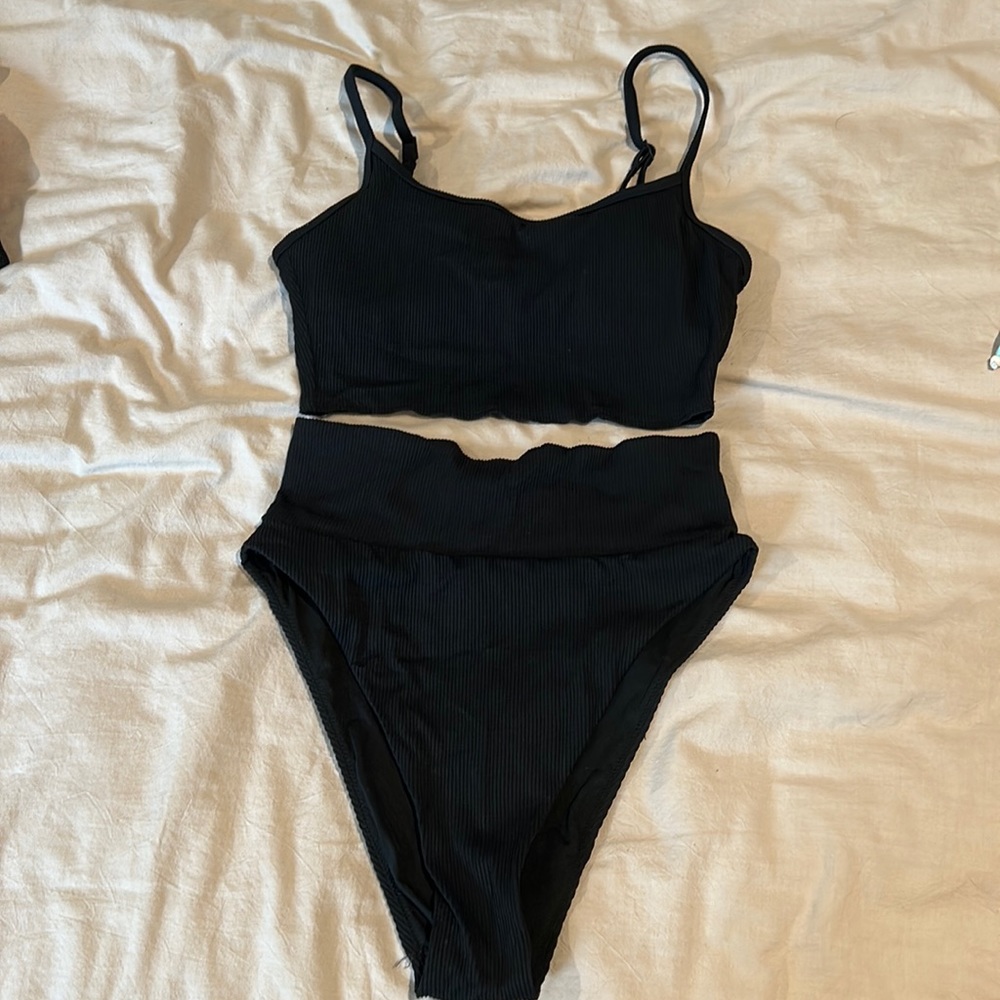 High waisted black bikini size XS top and size small bottom